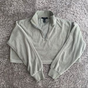 Cropped Quarter Zip Velour Sweater